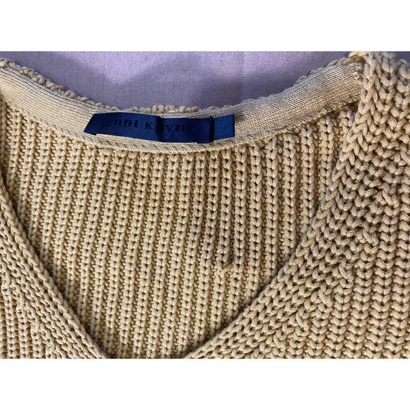 JENNI KAYNE SWEATER FISHERMAN ORGANIC COTTON MUSTARD MARIGOLD KNIT LONGLINE - Picture 13 of 13